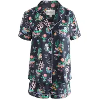 Cath Kidston Pijama de pantalón corto '' verde / naranja / negro / blanco