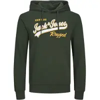 Jack & Jones Sudadera verde oscuro / naranja claro / blanco