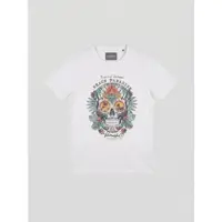 KOROSHI Camiseta miel / verde claro / rojo claro / blanco