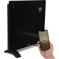 Vonroc Calefactor eléctrico de lujo - Convector - Panel de vidrio - 1000W - Negro | WIFI