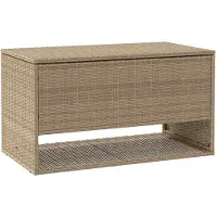 vidaXL Caja para cojines de exterior, color beige, 100x55x55,5 cm, fabricada en ratán sintético