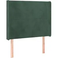 Syfax Cabecero con orejas de terciopelo verde oscuro 83x16x118/128 cm