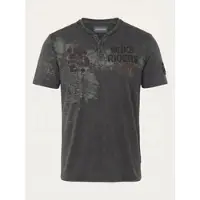 KOROSHI Camiseta gris / gris oscuro / rojo vino / negro