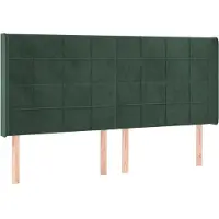 Syfax Cabecero con orejas de terciopelo verde oscuro 163x16x118/128cm
