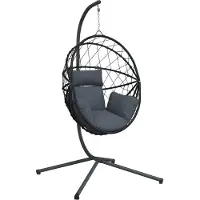 vidaXL Silla colgante de diseño ovalado con estructura, color antracita, de ratán y acero