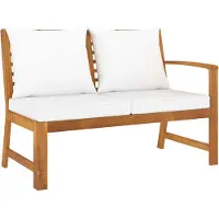 vidaXL : Banco de jardín de 114,5 cm con cojín color crema, fabricado en madera de acacia maciza