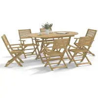 vidaXL Juego de mesa y sillas de jardín de 7 piezas, fabricado en madera de acacia maciza