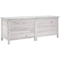 vidaXL Cofre para jardín, blanco, 150x50x56,5 cm, madera maciza de abeto