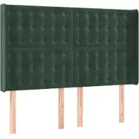Syfax Cabecero con orejas de terciopelo verde oscuro 147x16x118/128cm