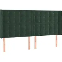 Syfax Cabecero con orejas de terciopelo verde oscuro 183x16x118/128cm