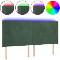 Syfax Cabecero con LED de terciopelo verde oscuro 183x16x118/128 cm