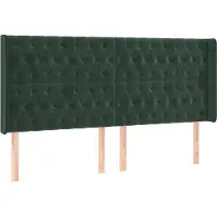 Syfax Cabecero con orejas de terciopelo verde oscuro 203x16x118/128cm