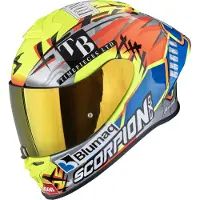 Scorpion EXO-R1 Evo II Air Aron Misano Casco Integral Plata/Azul/Amarillo XL unisex