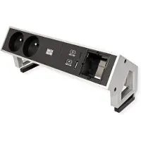 Bachmann Escritorio DESK2, 2 tomas UTE, 1 puerto USB A&C, 22W, 1 conector CM de 0,2 metros, modelo GST18, acero inoxidable