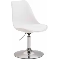 CLP Silla de comedor Maverick, de plástico, giratoria y con ajuste de altura. Color: blanco. Color del marco: cromado