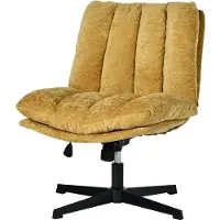 Meubles Cosy Sillón de relax giratorio y ajustable, con reposabrazos y un asiento grueso de chenilla amarilla – CONFOD