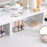 OEM Mesa de maquillaje - Espejo plegable - 2 estaciones de carga - 3 cajones - Blanco