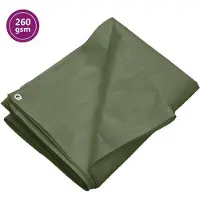 OEM Cuerda de construcción profesional con ojales metálicos, de 3 x 3 metros, 260 g/m², color verde, fabricada en HDPE, de alta resistencia y completamente impermeable