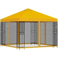 vidaXL Pabellón de jardín con paredes laterales, 3 x 3 metros, color amarillo