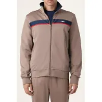 FILA Sagano Regular Taped Track Jacket Taupe Gray Talla: S | Sudaderas con Capucha Outlet | Hombre | Negro
