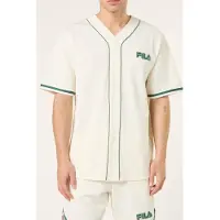 FILA Statuto Loose Pique Baseball Shirt Egret Talla: M | Camisas Casuales Outlet | Hombre