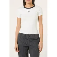 FILA Montebeni Slim Logo Rib T-shirt Egret Talla: M | Camisetas de Seda Outlet | Mujer