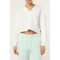 FILA Mezzana Loose Cropped V-neck Scuba Hoodie Egret Talla: XL | Sudaderas con Capucha Outlet | Mujer