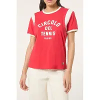 FILA Montalto Relaxed Graphic Ringer T-shirt True Red-egret Talla: L | Camisetas de Seda Outlet | Mujer | Rojo