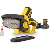 Powerplus POWXG1045 - Sierra de cadena manual de 12V con batería de litio, corte de 100 mm