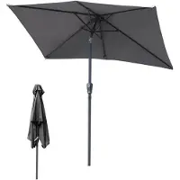 OEM Sombrilla para jardín de 2 x 3 metros, desmontable – Ideal para jardines y áreas familiares, color gris