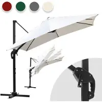 OEM Sombrilla cuadrada – 330x330 cm – Giratoria 360° – Inclinable – Tejido con protección UV – Aspecto de madera – Beige