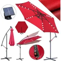 OEM Sombrilla de jardín de 3 metros de diámetro con luces LED solares – Ideal para cenas al aire libre