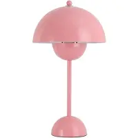 Alpinaluz SHIMO Lámpara de mesa E27, lámpara rosa de metal con pantalla semiesférica, enchufe e interruptor para dormitorio salón escritorio