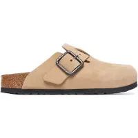 Birkenstock para hombre. 1031573 Sandalias de piel Boston Wire Buckle (Ajuste Estrecho) arena (43), Beige, Plano, Nobuck, Hebilla, Casual, B