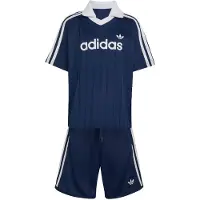 Adidas Originals Conjunto 'LOOSE POLO PINSTRIPE SHORT TEE' navy / blanco
