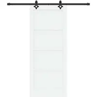 vidaXL Puerta corredera, blanco y , 83 x 202 cm, madera maciza de pino