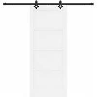 vidaXL Puerta corredera, blanco y , 83 x 202 cm, madera maciza de pino
