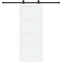 vidaXL Puerta corredera, blanco y , 83 x 202 cm, madera maciza de pino