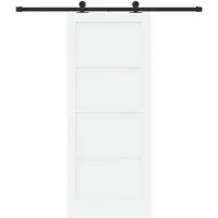 vidaXL Puerta corredera, blanco y , 83 x 202 cm, madera maciza de pino