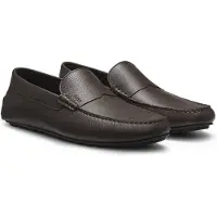 BOSS para hombre. 50568700 Mocasines de piel Noel marrón oscuro (40), Plano, Ninguno, Casual, Clásico, outlet 2026.