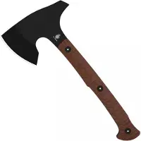 Kizer Cutlery Urus 1073A1, Black Coated 1095, Brown Micarta, hacha tomahawk, diseño de Maciek Waluszko