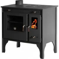 Prometey Horno de cocina de leña, estilo retro, color , versión para instalación en la pared izquierda - Estufa de combustión continua de 7 kW