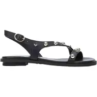 Martinelli para mujer. 1535-B152Z Sandalias planas de piel con tachuelas Mazzini negro (38), Plano, Hebilla, Casual, outlet 2026.