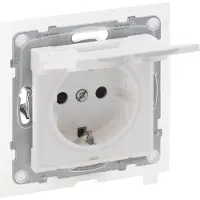 Legrand Enchufe Schuko SEANO, modelo SL, con protección reforzada contra el contacto, tapa abatible, grado de protección IP44, para montaje empotrado, 1 unidad.