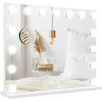 BAYMATE Espejo de maquillaje con iluminación LED, 3 modos de luz, regulable, control táctil, conexión USB, 58x48 cm, color blanco