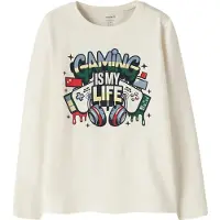Name it Camiseta 'NKMVUX' ecru / pino / rojo oscuro / negro