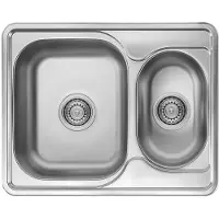 Loge Fregadero de acero inoxidable de 1,5 cubetas, encimera, para cocina, dimensiones 50x63 cm