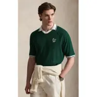 Ralph Lauren para hombre. 710B19625001 Polo de punto pointelle Relaxed Fit verde (L), Casual, Algodón, Manga corta, o