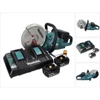Makita Amoladora de corte a batería DCE 090 PM2X1 de 36 V (2x 18 V) 230 mm sin escobillas + 2 baterías de 4,0 Ah + cargador doble