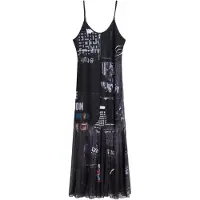 Desigual , Vestido Tirantes Estampado, Mujer, Poliester, Blanco, XS
